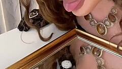 iskra's wild crossdressing solo turns into amazing cumshot fetish humiliation show