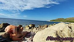 Strangers Catch Wife Touching and Fucking My Big Cock on Nude Beach - Real Amateur French Misscreamy