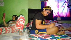 i rub my huge curvy ebony ass pussy while stepsis studies masturbating homemade pov