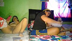 i rub my huge curvy ebony ass pussy while stepsis studies masturbating homemade pov