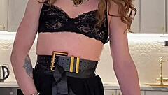 iskra's wild crossdressing solo turns into amazing cumshot fetish humiliation show