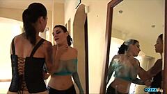 inked asian hottie eats busty brunette pussy to screaming orgasms!