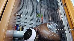 Fat ebony Mara Exotic shakes onion booty in shower before raw pounding