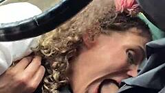 stepbrother receives blowjob graduation gift from me in car driving home