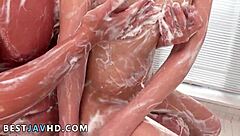 mihono soaps up her body in the shower turning into a full jav whore for her guy