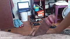 brazilian wife flashes lover before close-up blowjob teases more