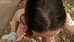 quadrober girlfriend found in forest gets mouth fucked pov