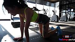 amateur thai milf gym fucks huge cock workout hard