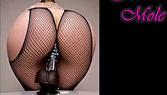 Pawg pantyhose pussy slams dildo hard big round ass