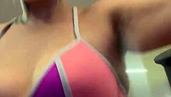 bikini girl trains at ipanema gym facing beach gets horny from public stares