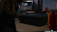 desperate katie kush bends over deepthroats throbs to save family biz on rough brunette dick