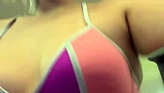 bikini girl trains at ipanema gym facing beach gets horny from public stares