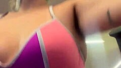 bikini girl trains at ipanema gym facing beach gets horny from public stares