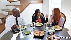 Curvy milf wife shares hubby's throbbing bbc deep inside asian teen's tight hole