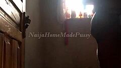 big titted black babe calls daddy into her wet shower play