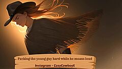 She pounds the moaning 18yo boyfriend until he explodes in ecstasy