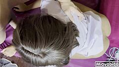 thai student slut gets creampie in uniform moans loud hiding face