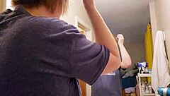 getting ready to film my giantess crush video as clara crisp tall bbw milf backstage armpits belly