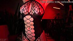 Murmuriel rides huge dildo deep in tight pussy and ass while orgasming in fishnets and lingerie with big natural tits