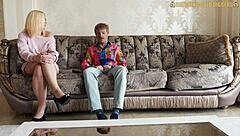 sexy blonde ukrainian teen anal fucked while old cuckold watches 👀😈💦