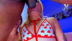 big tits brunette slut and friends sloppily suck boyfriends cocks in wild group orgy