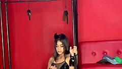 fat trans devil miss kitty bends over masturbates her monster cock doggystyle solo