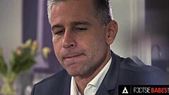 ebony romy indy wraps pretty feet around co-worker cock till cumshot