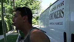 lay back on that leather couch let my dick slip into your shaved pussy