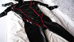 Picture this horror latex threesome where they stuff shaved pussies with monster cocks