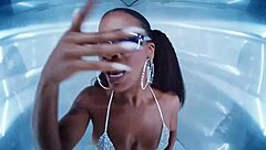 Beautiful chick grooves to music