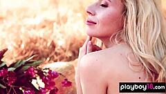 petite blonde teen angel sway bares juicy shaved pussy fruits outdoors