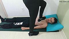 hey mistress emma stomps hard in her new sneakers testing that brutal trample