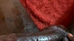 jerking my huge cock all over in the bedroom