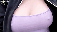 Big titted babe provokes on her morning outdoor paseo