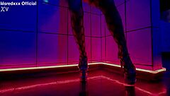 Curvy Redhead Oiled Slut Strips Lingerie Teasing Huge Fake Tits Pierced Nipples