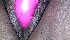 miss chocolate's fat ebony ass squirts wild with huge dildo deep inside