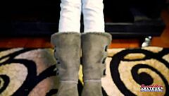 Lovely Brunette Coed Sabrina's Twat Fucked to Cum Swallow