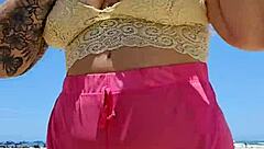 wanna see my big pussy lips flashed at the beach to make my lover's cock rock hard?