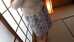 Does this beautiful busty brunette Japanese milf's huge natural tits make you crave her curvy bedroom ass play?