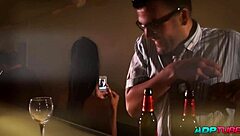 brunette fucks hard in crowded bar right in front of customers