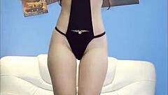 chinese xeimeren dances seductively in sheer pantyhose costume