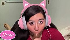 chilena gamer girl eagerly sucks cock in hot oral action