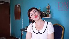 Red Lipstick Kisses Tease From Pretty Secretary Regina Noir