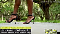 giggles, my feet in these heels got me strutting so sexy, tease em close with my long hair and tats...