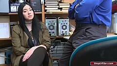 LP officer fucks teen shoplifter's big ass and tits in office