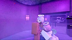 i'm bent over in the steamy sauna taking that lady's monster cock deep in my hole