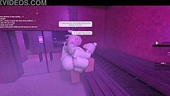 i'm bent over in the steamy sauna taking that lady's monster cock deep in my hole