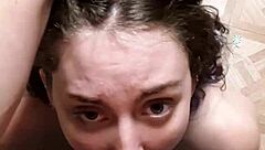 chick blows cock but fails at deepthroat