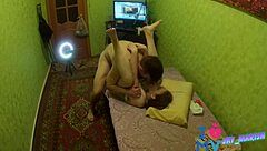 huge cock bends over big ass tits for rough doggystyle creampie christmas fuck