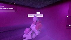 i'm bent over in the steamy sauna taking that lady's monster cock deep in my hole